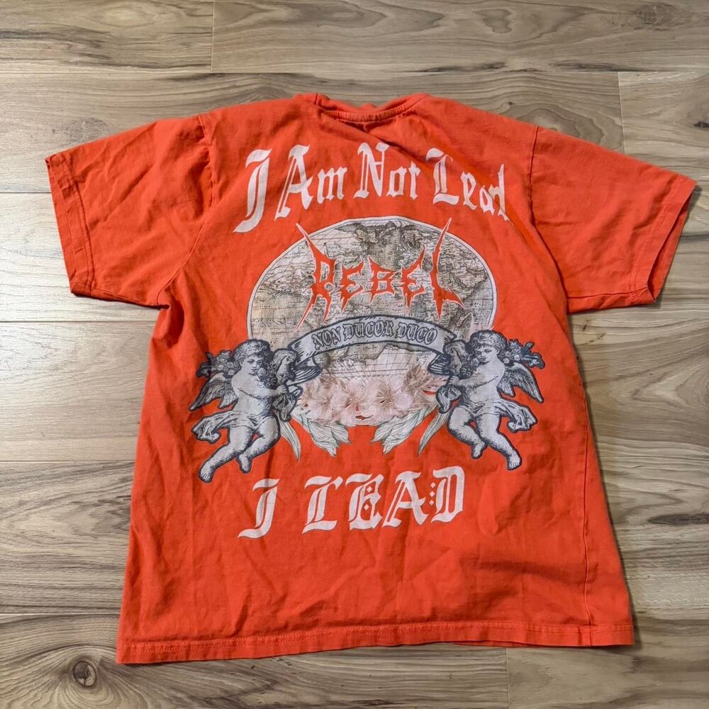 Y2K 00s Style Rebel AOP back graphic print “I Lead” Skate Streetwear Size Medium